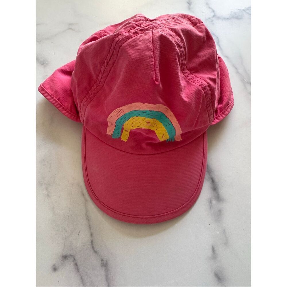Olaian kids girls toddler sun spf hat back visor neck protection rainbow hot pin